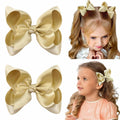 CÉLLOT 4.5" Shining Gold Hair Bows Alligator Clips 2 Pack by Deal US