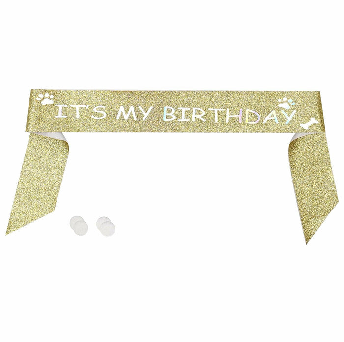 Generic Gold Dog Birthday Sash Sparkling Pet Bandana Celebration by Deal US