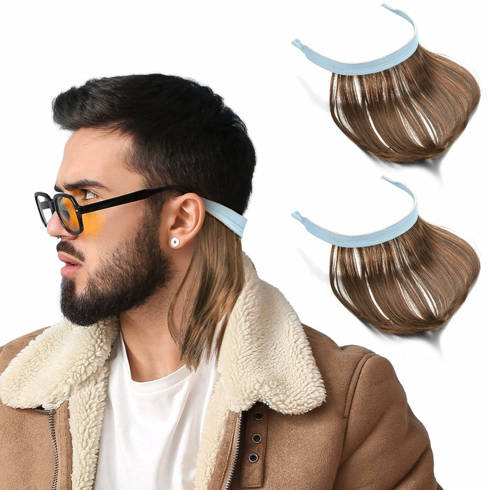 Suncalla 2 Pcs Mullet Wig Eyewear Retainer Light Brown Funny Party Cosplay by Deal US