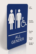 Headline Sign 9487 ADA Wheelchair Accessible All Gender Restroom Sign 6x9 Blue by Deal US