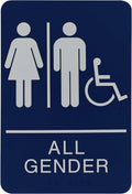 Headline Sign 9487 ADA Wheelchair Accessible All Gender Restroom Sign 6x9 Blue by Deal US