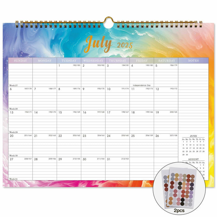 Lbylyhxc 2026 Wall Calendar 18 Months Jul 2025-Dec 2026 14.8x11.5 Rainbow by Deal US