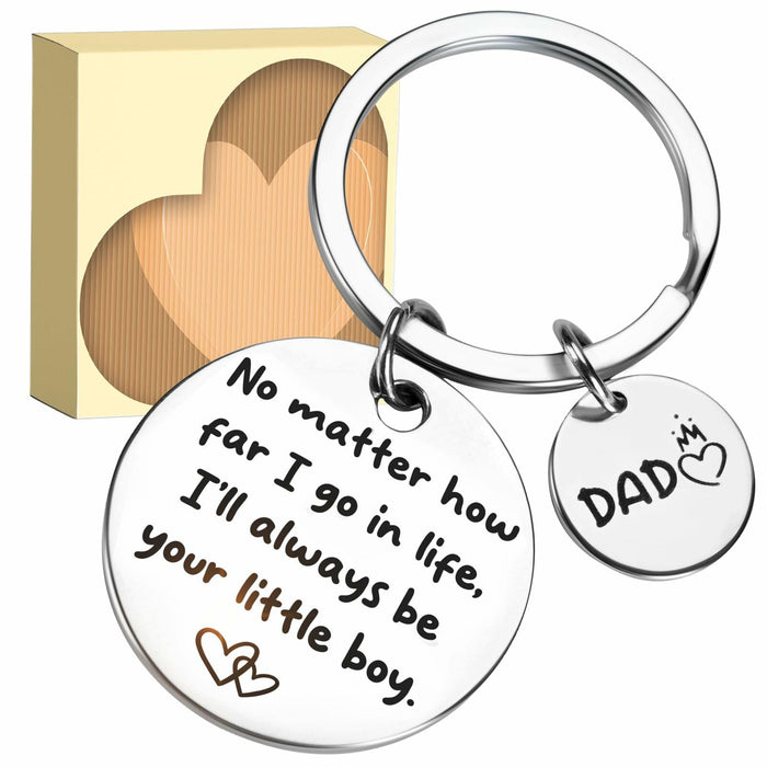 URECOVER Silver Stainless Steel Engraved Keychain for Dad from Son Hearts by Deal US