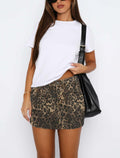 TYSSEDAL Women's Leopard Print Denim Mini Skirt High Waisted Small by Deal US