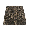 TYSSEDAL Women's Leopard Print Denim Mini Skirt High Waisted Small by Deal US