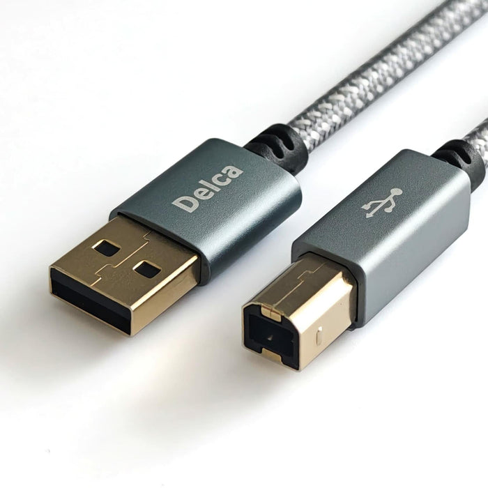 Delca 6ft Nylon Braided USB 2.0 Printer Cable Type A to B Gray by Deal US