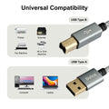 Delca 6ft Nylon Braided USB 2.0 Printer Cable Type A to B Gray by Deal US