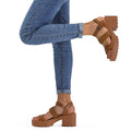 OPEN BOX MySoft Women’s Platform Sandals, Ankle Strap, 3" Block Heel, Open Toe by Deal US