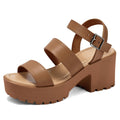 OPEN BOX MySoft Women’s Platform Sandals, Ankle Strap, 3" Block Heel, Open Toe by Deal US
