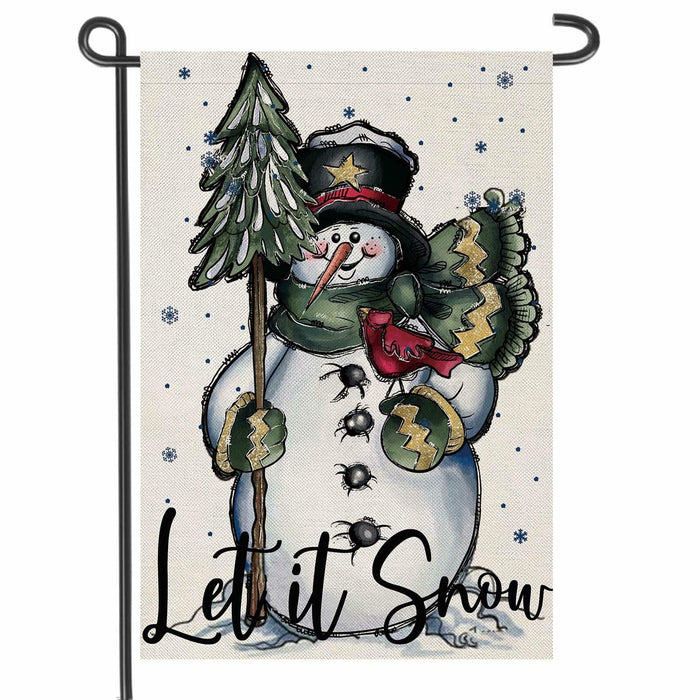 Fapulee Winter Snowman Garden Flag – 12x18in Double-Sided Christmas Yard Decor by Deal US