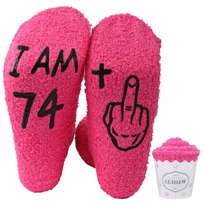 Luhiew 75th Birthday Funny Socks for Women Grandma Wife – Rose Red by Deal US