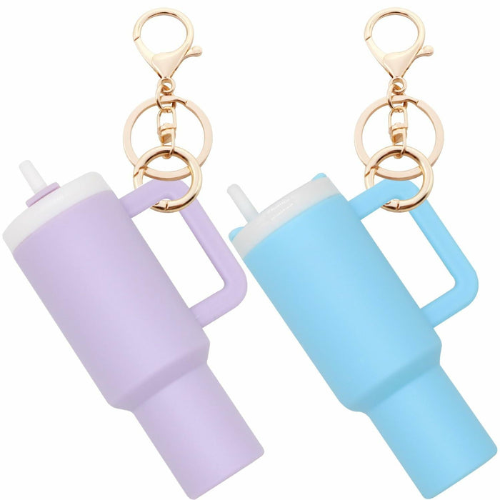 Wabogove Mini Tumbler Keychain 2 Pack Cute Cup Charms for Bags Purple+Blue by Deal US