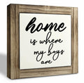Rustic Wood Sign Inspirational Plaque 'Home Is Where My Boys Are' by Deal US