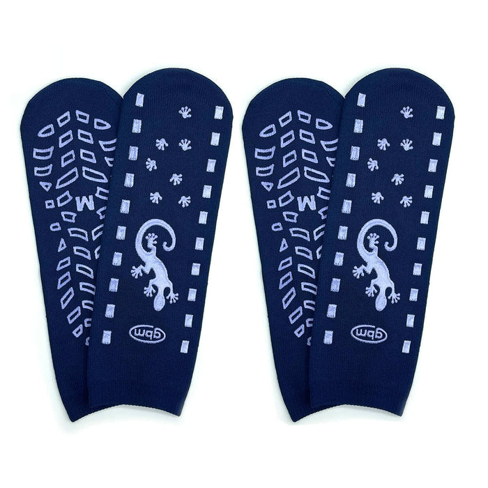 GBM Geckos - Plush Double Tread Non-Slip Safety Socks 2-PACK (Navy Blue, Medium) by Deal US
