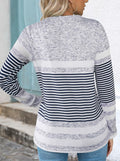 LilyCoco Womens Striped Shirt Color Block Crewneck Long Sleeve T Shirt Grey S by Deal US