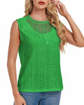 AGWISH Women High Neck Lace Tank Top Sleeveless Rib Summer Medium Green by Deal US