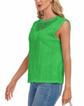 AGWISH Women High Neck Lace Tank Top Sleeveless Rib Summer Medium Green by Deal US