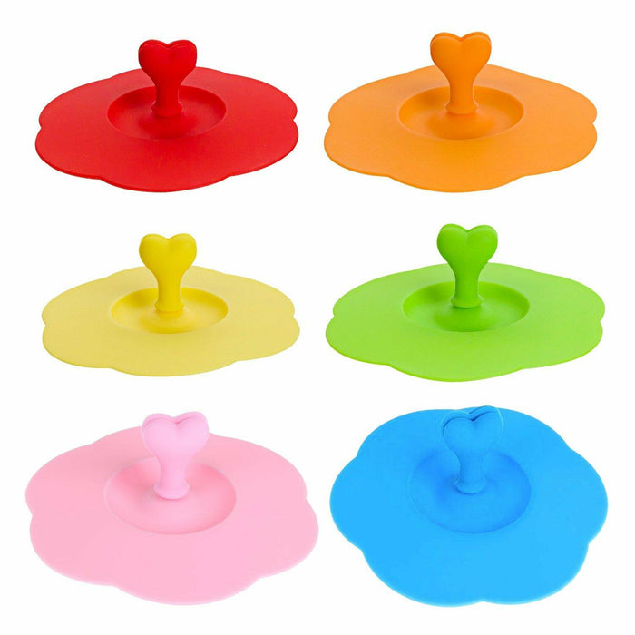 AKOAK 6-Pack Plum Cup Lids Silicone Teacup Lid with Spoon Holder 6 Colors by Deal US