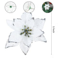 KEPATO Christmas Glitter Poinsettia Christmas Tree Ornaments Pack of 12 (White) by Deal US