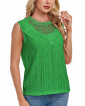 AGWISH Women High Neck Lace Tank Top Sleeveless Rib Summer Medium Green by Deal US