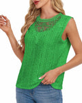 AGWISH Women High Neck Lace Tank Top Sleeveless Rib Summer Medium Green by Deal US