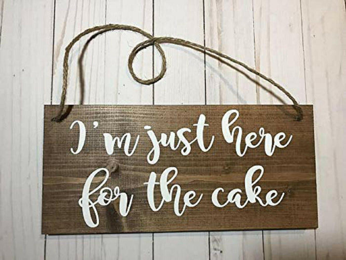 GUQFF “I’m Just Here for the Cake” Wedding Sign – Rustic Ring Bearer Wood Sign by Deal US