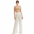TUBANUR Women’s Chiffon Wide Leg Pants High Waist Palazzo Summer White XS by Deal US