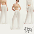 TUBANUR Women’s Chiffon Wide Leg Pants High Waist Palazzo Summer White XS by Deal US