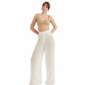 TUBANUR Women’s Chiffon Wide Leg Pants High Waist Palazzo Summer White XS by Deal US