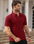 QOSOQ Men’s Polo Shirt Short Sleeve Golf Casual Quick Dry Breathable Red by Deal US