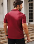 QOSOQ Men’s Polo Shirt Short Sleeve Golf Casual Quick Dry Breathable Red by Deal US