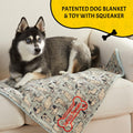 Squiggy Squeaks Dog & Cat Sleep Play Blanket Squeaky Toy 22x27in Blue/Green by Deal US