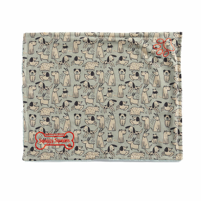 Squiggy Squeaks Dog & Cat Sleep Play Blanket Squeaky Toy 22x27in Blue/Green by Deal US