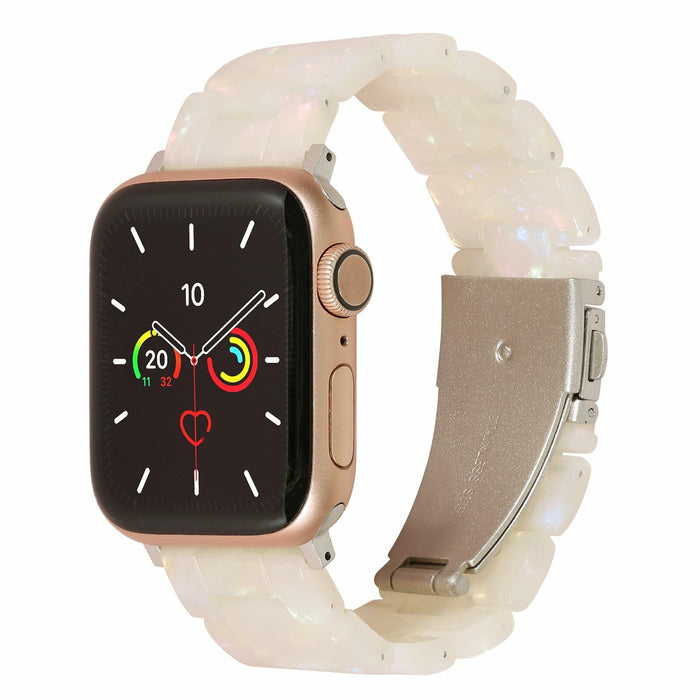 MAIRUI Resin Watch Band for Apple Watch 38-41mm Series 1-9 SE Iridescent White by Deal US