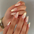 Butterfly Nail Art Clear Acrylic Almond Nails Gold Tips 3D Rhinestone by Deal US