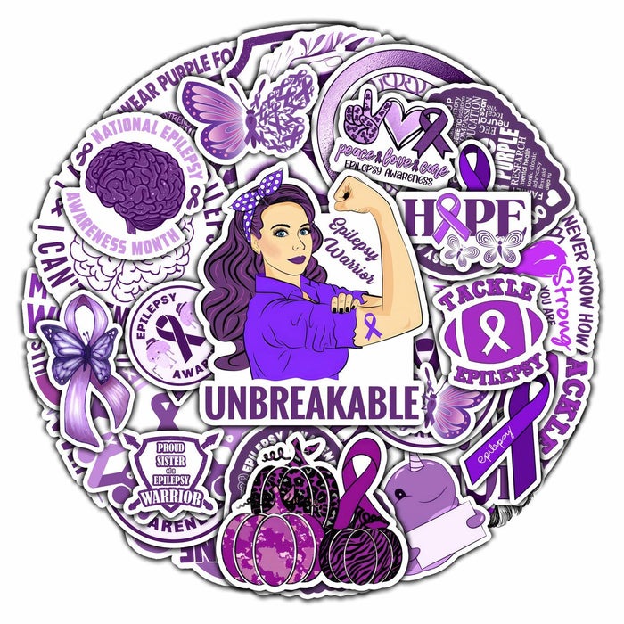 BIGZORO 50PCS Epilepsy Awareness Stickers Ribbon Vinyl Decals Waterproof by Deal US