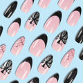 24PCS Halloween Short Almond Press-On Nails Pink & Black Pumpkin Spider Web by Deal US