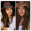 Whistlone Handmade Embroidery Hat Band Studded Sapphire Rivets Cowboy Fedora by Deal US