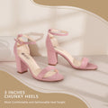IDIFU Cookie-MI 3" Block Heel Sandals Pink Suede Open Toe Women US 8 B(M) by Deal US