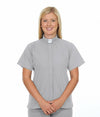 FOR HIS SERVICE Women’s Clergy Shirt Gray Short Sleeve Tab Collar Size 22