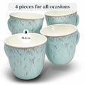 Stoneware Coffee Mug Set of 4 Modern Beige Blue Ceramic Cups 14.5oz by Deal US