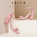 IDIFU Cookie-MI 3" Block Heel Sandals Pink Suede Open Toe Women US 8 B(M) by Deal US