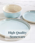 Stoneware Coffee Mug Set of 4 Modern Beige Blue Ceramic Cups 14.5oz by Deal US