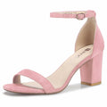 IDIFU Cookie-MI 3" Block Heel Sandals Pink Suede Open Toe Women US 8 B(M) by Deal US