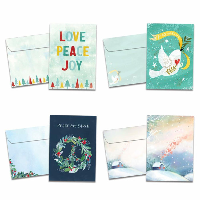 Tree-Free Greetings Season’s Greeting Cards 16-Pack Peace on Earth 5x7 by Deal US