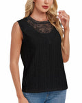 AGWISH Women’s Lace Tank Top Sleeveless Summer Casual Slim Fit Black S by Deal US