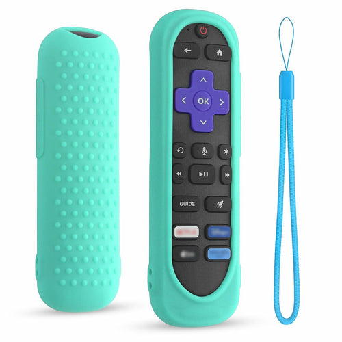 Silicone Remote Cover for Roku TV Remote Shockproof Washable with Lanyard Mint by Deal US