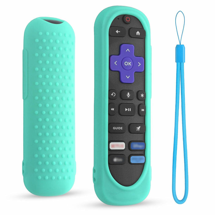 Silicone Remote Cover for Roku TV Remote Shockproof Washable with Lanyard Mint by Deal US