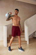 COOFANDY Men’s 7" Workout Gym Shorts 2-Pack Lightweight with Zipper Wine/Black by Deal US
