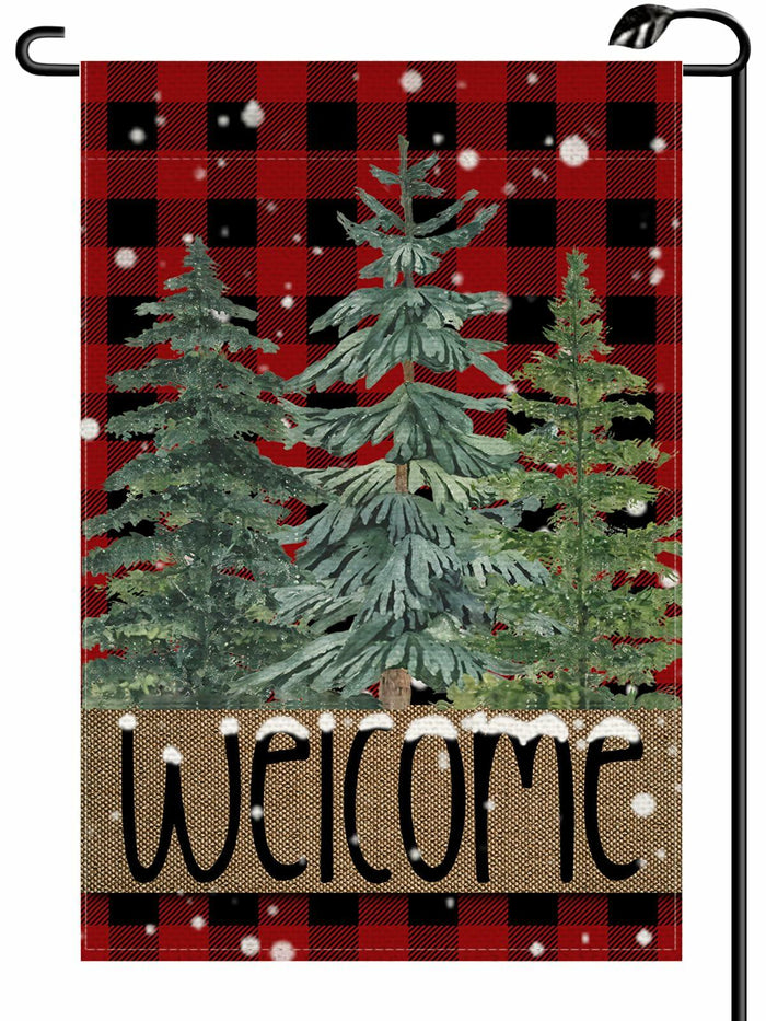 Christmas Tree Red Welcome Garden Flag 12x18” Double-Sided Winter Xmas Yard by Deal US